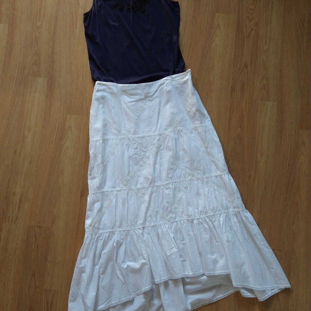 Maggie by Magaschoni Black Lined Cotton Midi Skirt